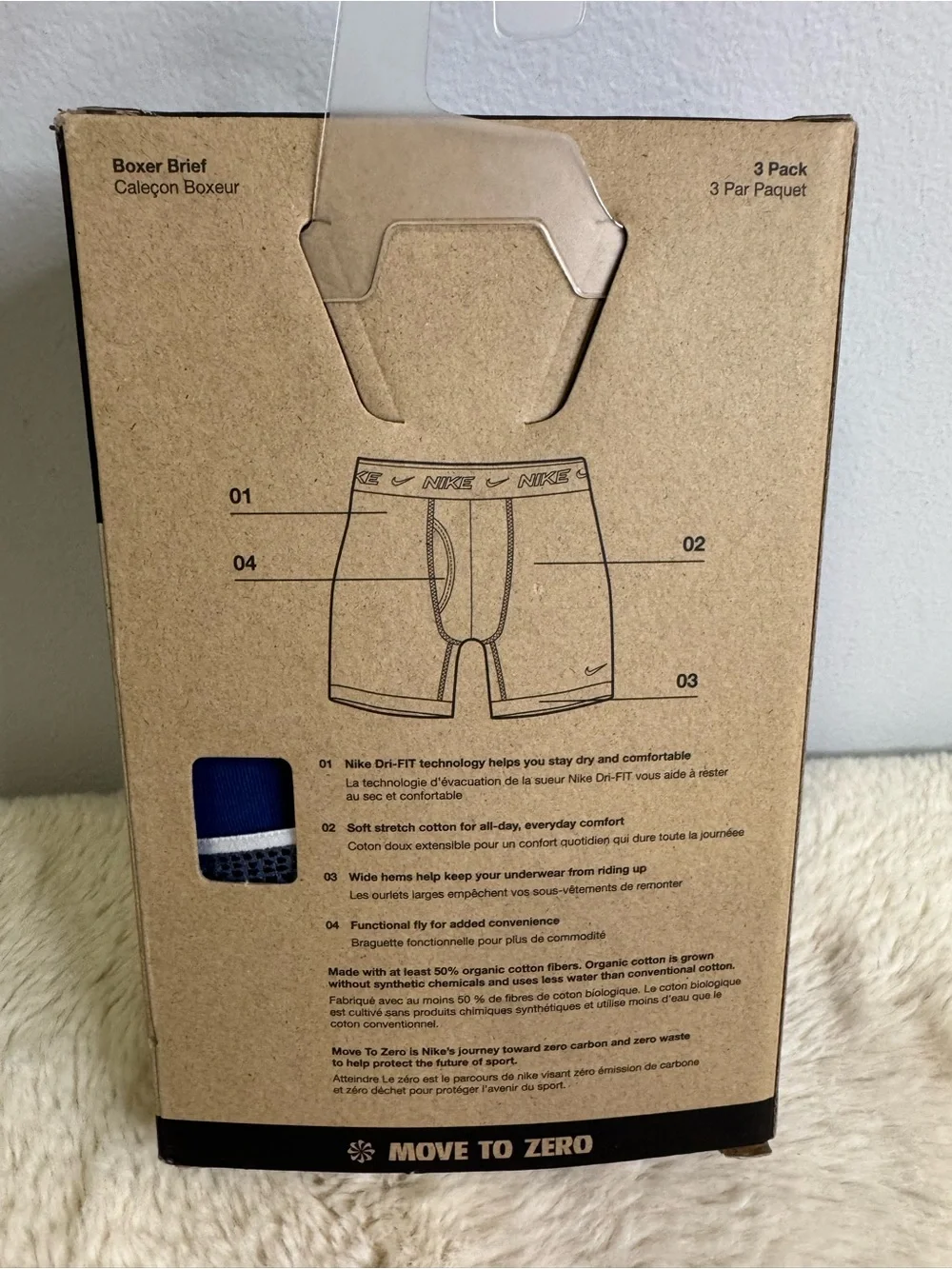 Nike Essential Cotton Stretch Boxer Briefs - Blue 3-Pack Large